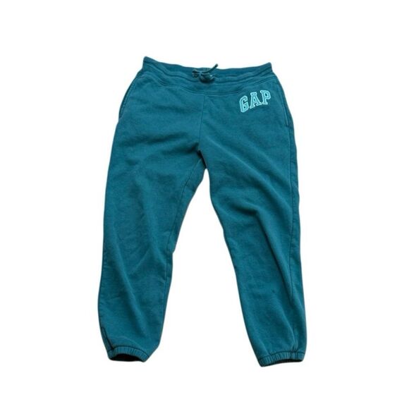 GAP logo Fleece Jogger Sweatpants Teal Medium - Picture 2 of 9
